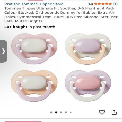 Tommee Tippee Ultimate Fit Soother, 0-6 Months, 4 Pack,