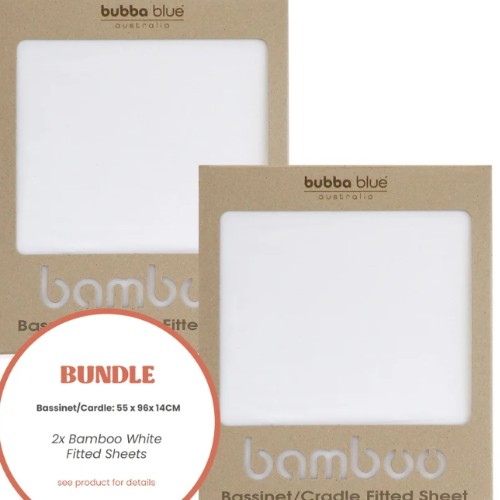 2x Bamboo White Bassinet/Cradle Fitted Sheet Bundle - $35.90