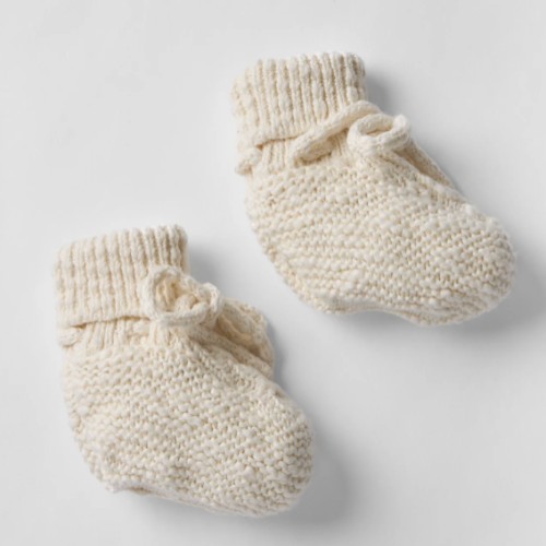 Oat and Marle Cable Knit Booties in Ecru
