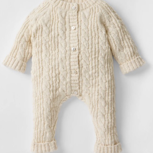 Oat and Marle Cotton Cable Knit All in One in Ecru